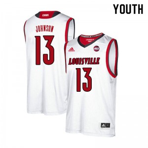Youth Louisville Cardinals David Johnson #13 Embroidery White Jerseys 403710-615