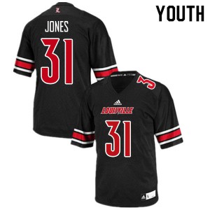 Youth Louisville Cardinals Dorian Jones #31 Official Black Jerseys 951425-846