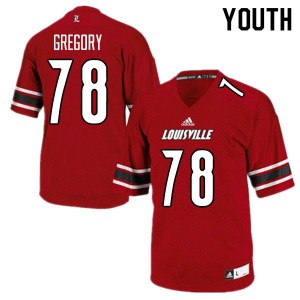 Youth Louisville Cardinals Jackson Gregory #78 Stitch Red Jersey 766647-432