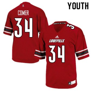 Youth Louisville Cardinals Joe Comer #34 Red Stitched Jersey 965660-113