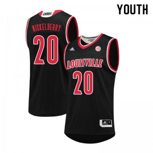 Youth Louisville Cardinals Josh Nickelberry #20 Stitch Black Jersey 476770-963