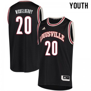 Youth Louisville Cardinals Josh Nickelberry #20 Retro Black Basketball Jerseys 588254-457