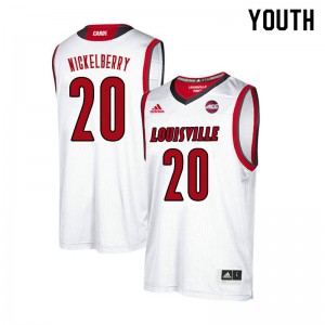 Youth Louisville Cardinals Josh Nickelberry #20 White University Jerseys 613591-841