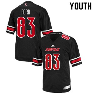 Youth Louisville Cardinals Marshon Ford #83 Black Stitch Jersey 796101-144