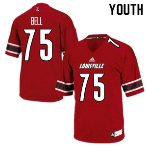 Youth Louisville Cardinals Robbie Bell #75 College Red Jerseys 933605-555