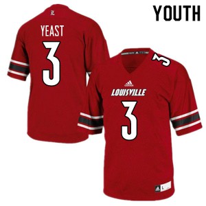 Youth Louisville Cardinals Russ Yeast #3 NCAA Red Jersey 339838-204