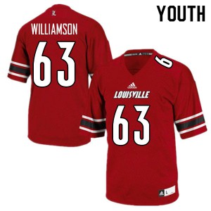 Youth Louisville Cardinals Zach Williamson #63 Red Stitched Jerseys 963640-856