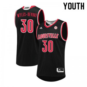 Youth Louisville Cardinals Ashton Myles-Devore #30 Black Stitch Jersey 371924-730