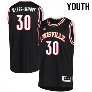 Youth Louisville Cardinals Ashton Myles-Devore #30 Retro Black Official Jersey 397383-814