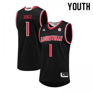 Youth Louisville Cardinals Carlik Jones #1 Black High School Jerseys 576586-716