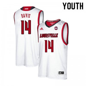 Youth Louisville Cardinals Dre Davis #14 Stitch White Jerseys 582131-877