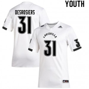 Youth Louisville Cardinals Gregory Desrosiers #31 White Official Jersey 328865-438