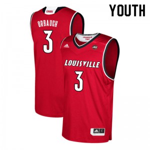 Youth Louisville Cardinals Hogan Orbaugh #3 Official Red Jersey 299338-112