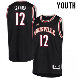 Youth Louisville Cardinals JJ Traynor #12 Retro Black Stitch Jerseys 864364-688
