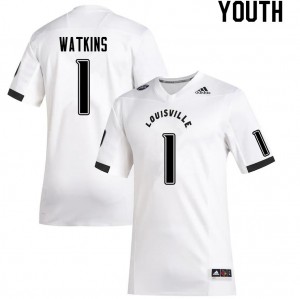 Youth Louisville Cardinals Jordan Watkins #1 Stitched White Jersey 694788-151