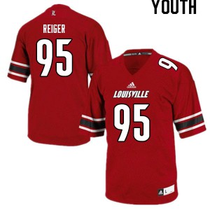 Youth Louisville Cardinals Mason Reiger #95 Official Red Jerseys 427633-808