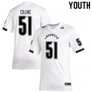 Youth Louisville Cardinals Austin Collins #51 White Official Jerseys 408296-880