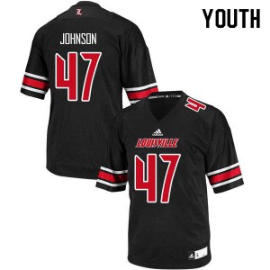 Youth Louisville Cardinals Austin Johnson #47 Player Black Jerseys 101442-250