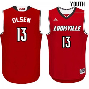 Youth Louisville Cardinals Bud Olsen #13 Red Basketball Jersey 218156-824