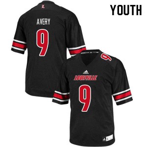 Youth Louisville Cardinals C.J. Avery #9 NCAA Black Jerseys 422244-781