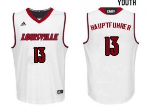 Youth Louisville Cardinals George Hauptfuhrer #13 Official White Jersey 653014-965