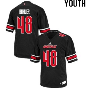 Youth Louisville Cardinals Hale Bohler #48 Black Stitch Jersey 175075-393