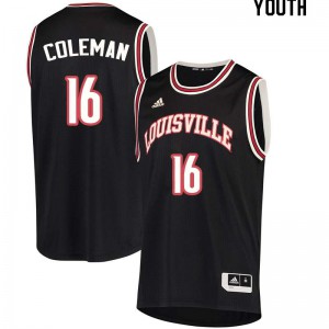 Youth Louisville Cardinals Jack Coleman #16 Stitched Black Jersey 981230-357