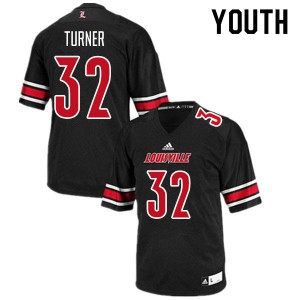 Youth Louisville Cardinals James Turner #32 Embroidery Black Jersey 443948-238