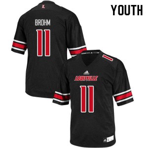 Youth Louisville Cardinals Jeff Brohm #11 Embroidery Black Jersey 988271-825
