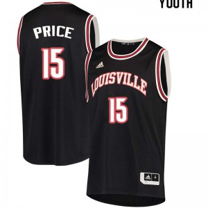 Youth Louisville Cardinals Jim Price #15 Basketball Black Jerseys 756571-751