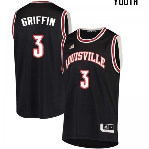 Youth Louisville Cardinals Jo Griffin #3 Stitched Black Jerseys 375242-155