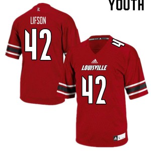 Youth Louisville Cardinals Josh Lifson #42 Stitch Red Jersey 671345-389