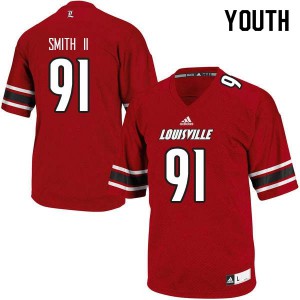 Youth Louisville Cardinals Marcus Smith II #91 Embroidery Red Jerseys 745069-958