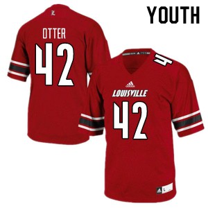 Youth Louisville Cardinals Patrick Otter #42 Stitch Red Jersey 358826-378