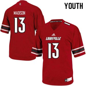 Youth Louisville Cardinals Sam Madison #13 Player Red Jerseys 236438-466