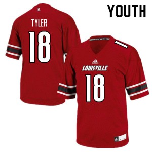 Youth Louisville Cardinals Ty Tyler #18 Red Stitch Jerseys 567229-465