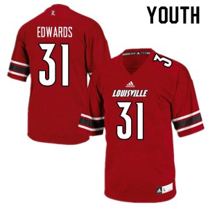 Youth Louisville Cardinals Zach Edwards #31 Stitch Red Jerseys 318796-595